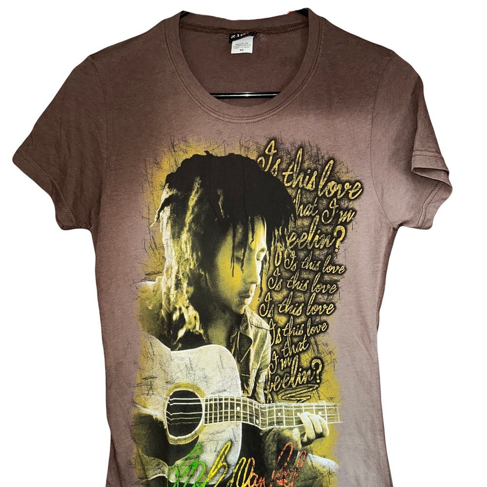 Bob Marley Zion Crew Neck Tee T-Shirt S/S Women's Size Medium Brown